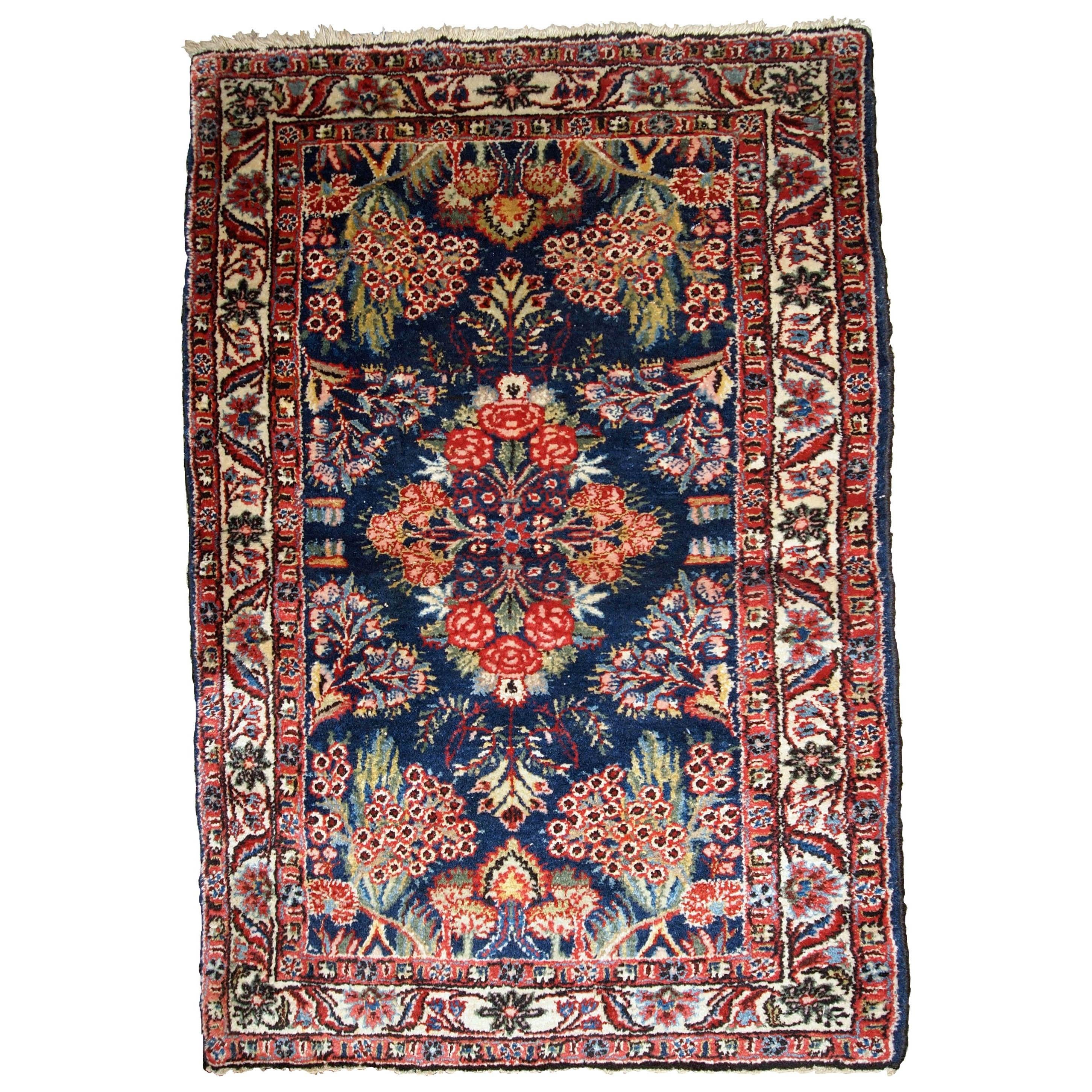 Handmade Antique Hamadan Style Rug, 1920s, 1B757