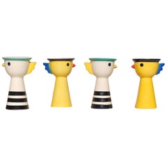 Set of Four Memphis Style Egg Cups, 1980s