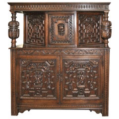 Vintage 19th Century Carved Oak Court Cupboard