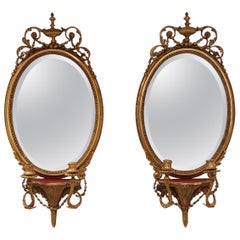 Pair of Regency Oval Girandole Wall Mirrors