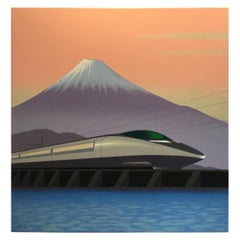 Japanese Bullet Train, Original Painting by Lynn Curlee