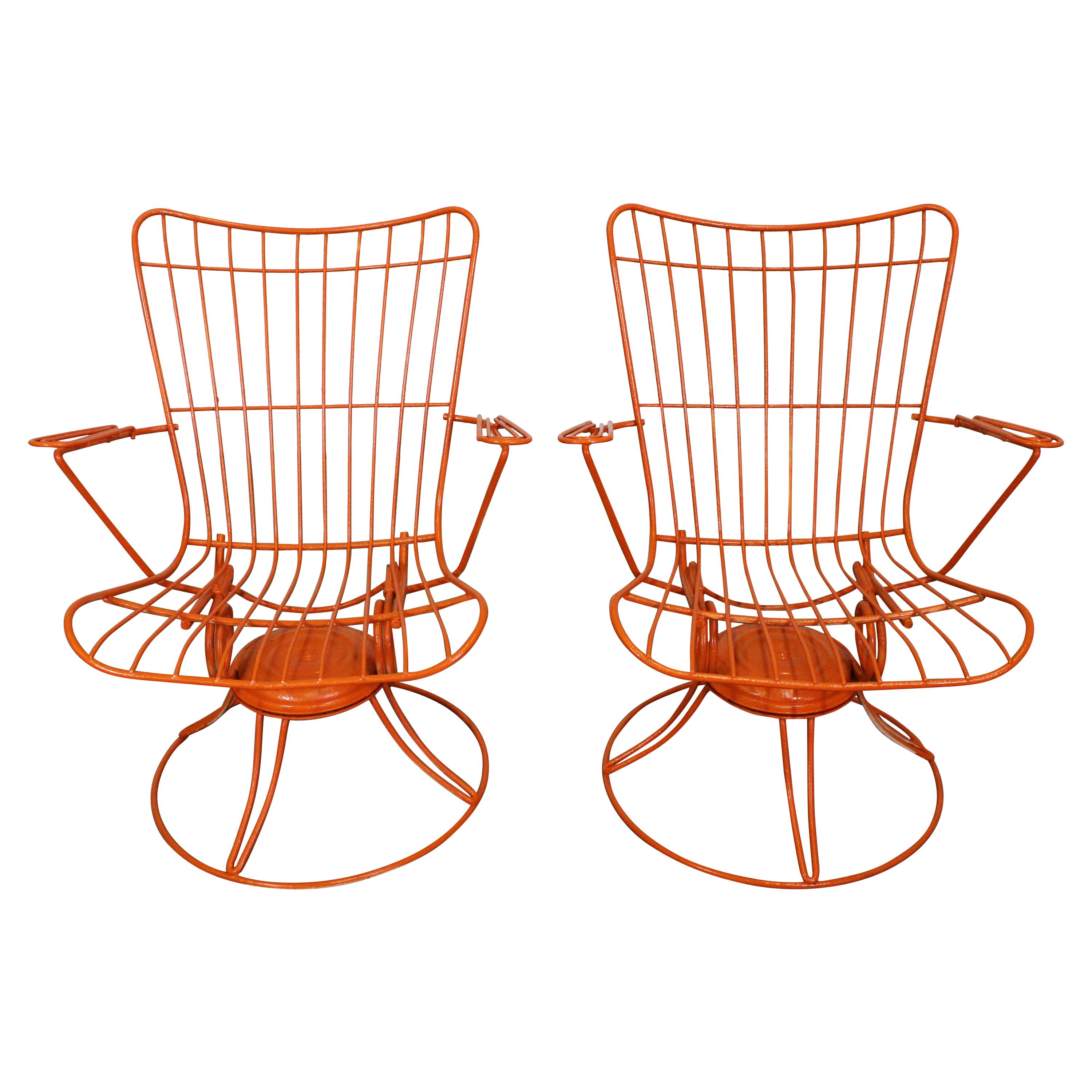 Pair of Mid-Century Modern Homecrest Bottemiller Swivel Rocker Lounge Chairs