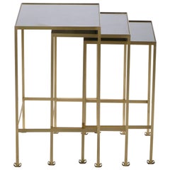 French Maison Ramsay Brass Nesting Tables, 1960s