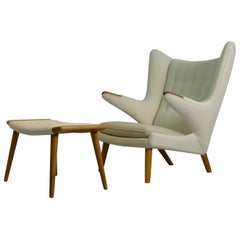 Hans Wegner for AP Stolen, Denmark, Signed Papa Bear Lounge Chair and Ottoman