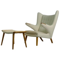 Hans Wegner for AP Stolen, Denmark, Signed Papa Bear Lounge Chair and Ottoman 