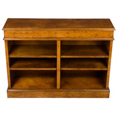 Burl Walnut Low Double Open Bookcase Bookshelf