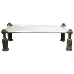 British Colonial Style Modern Cocktail Table with Carved Legs