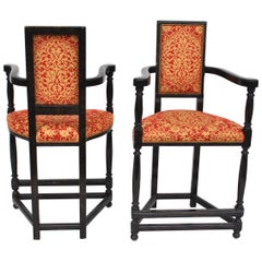 Pair of Louis XIII Style Ebonized Stools by Dennis and Leen
