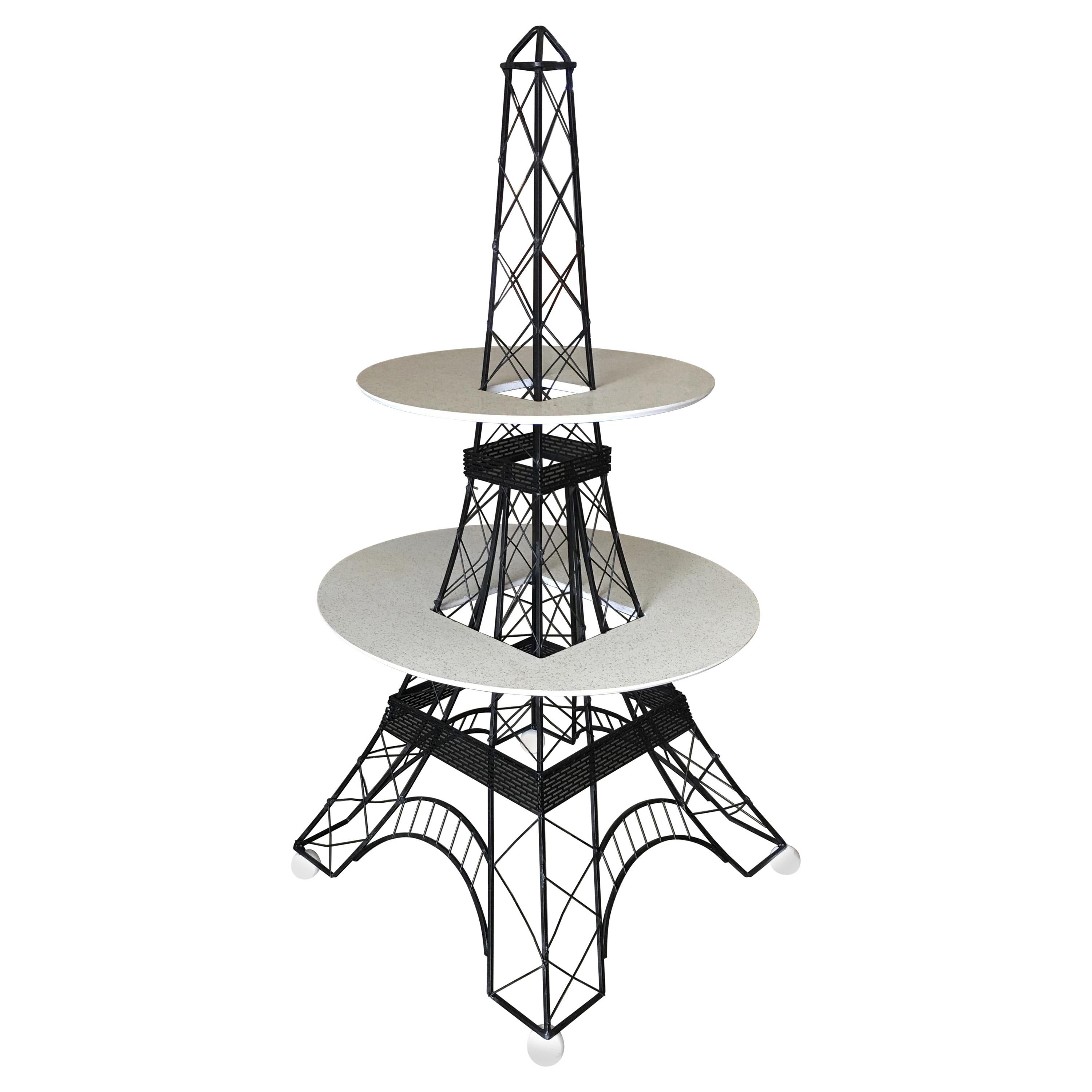 Midcentury Two-Tier Eiffel Tower Brass Sculptural Cocktail Table For Sale