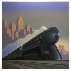 "Deco Train" - Peinture originale de Lynn Curlee