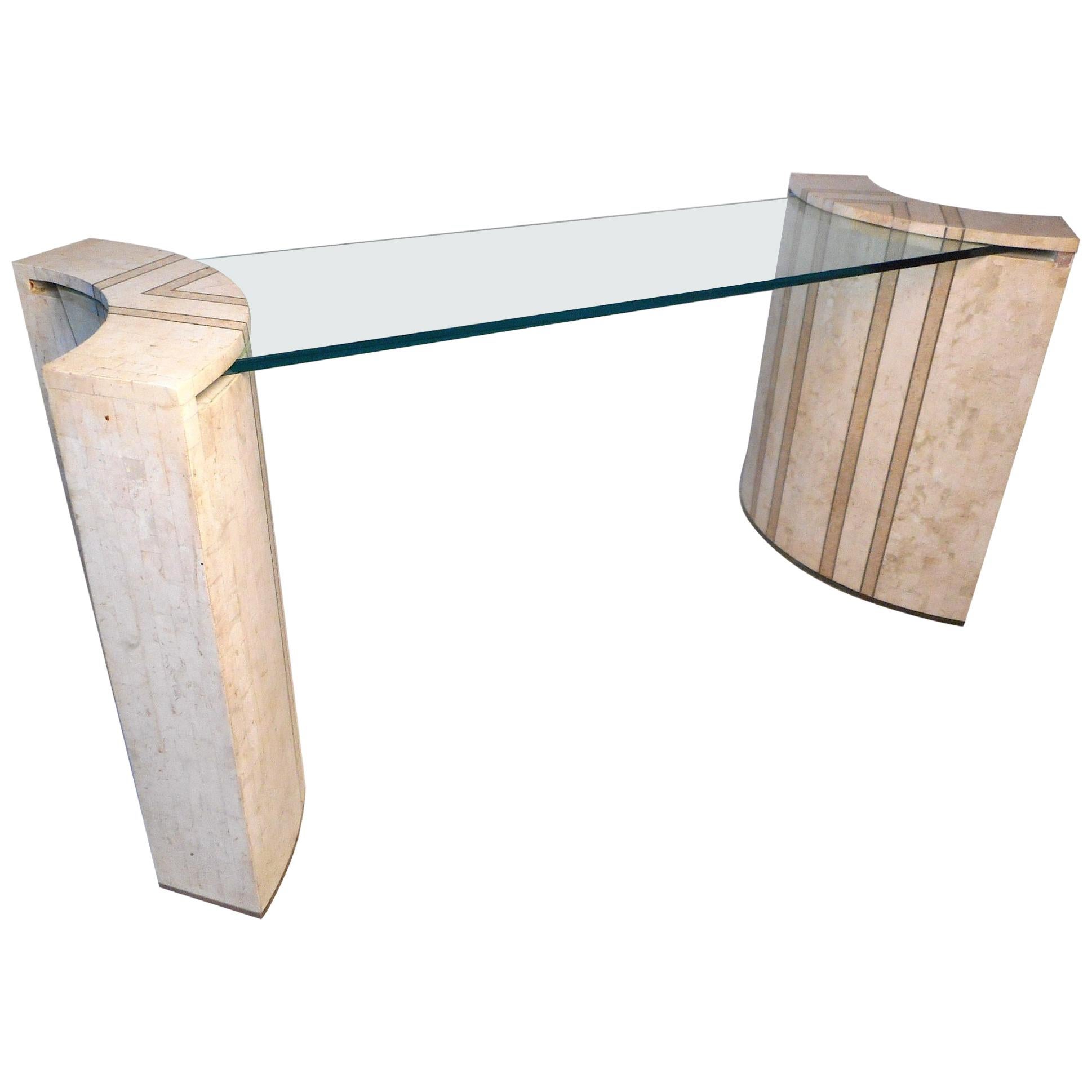 Tessellated Marble and Glass Console by Robert Marcius for Casa Bisque For Sale