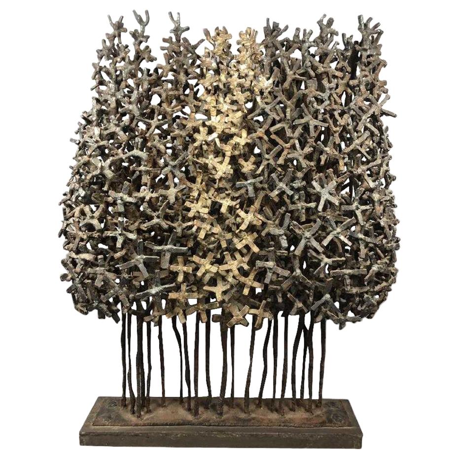 Welded Metal Grove of Trees Table Sculpture