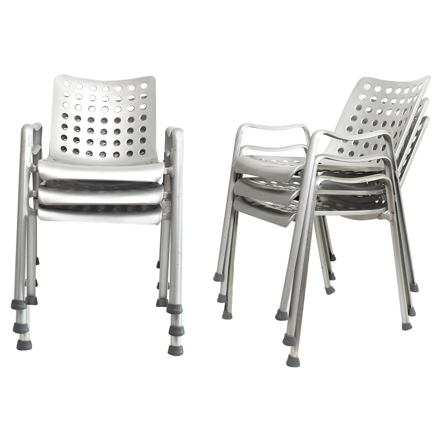 6 Hans Coray "Landi" Chairs Made by MEWA, Switzerland, 91 Holes For Sale