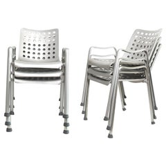 6 Hans Coray "Landi" Chairs Made by MEWA, Switzerland, 91 Holes