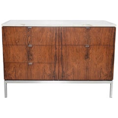 Florence Knoll Rosewood Credenza with Calacatta Marble Top