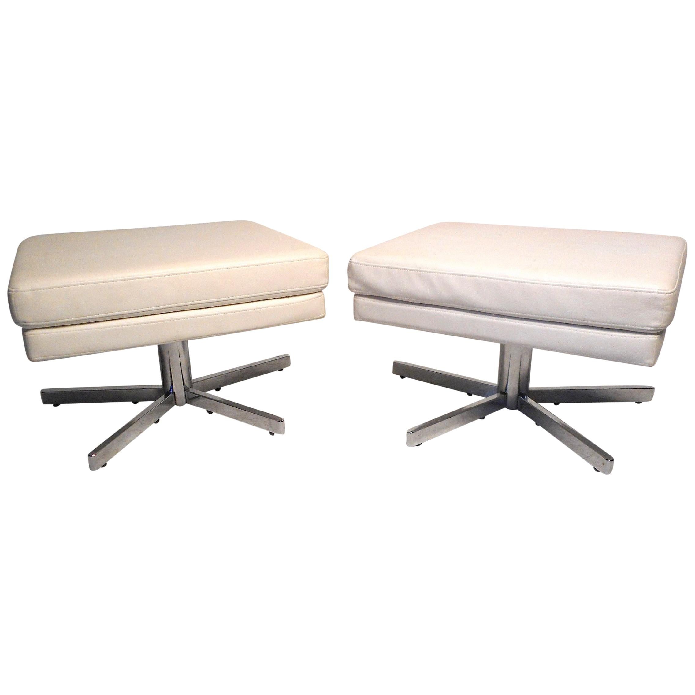 Pair of Midcentury Swiveling Ottomans For Sale