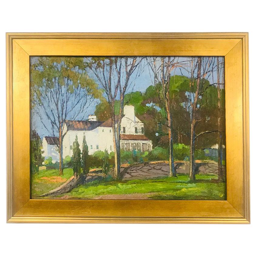Anthony Thieme Rockport Artist Oil on Board of White House