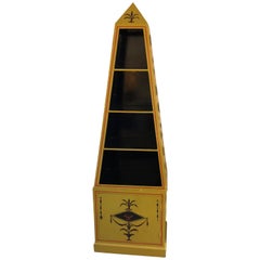 Eye-Catching Hand Painted Obelisk Shaped Book Shelf and Cabinet