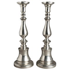 Classical Style Silver Tone Candlesticks