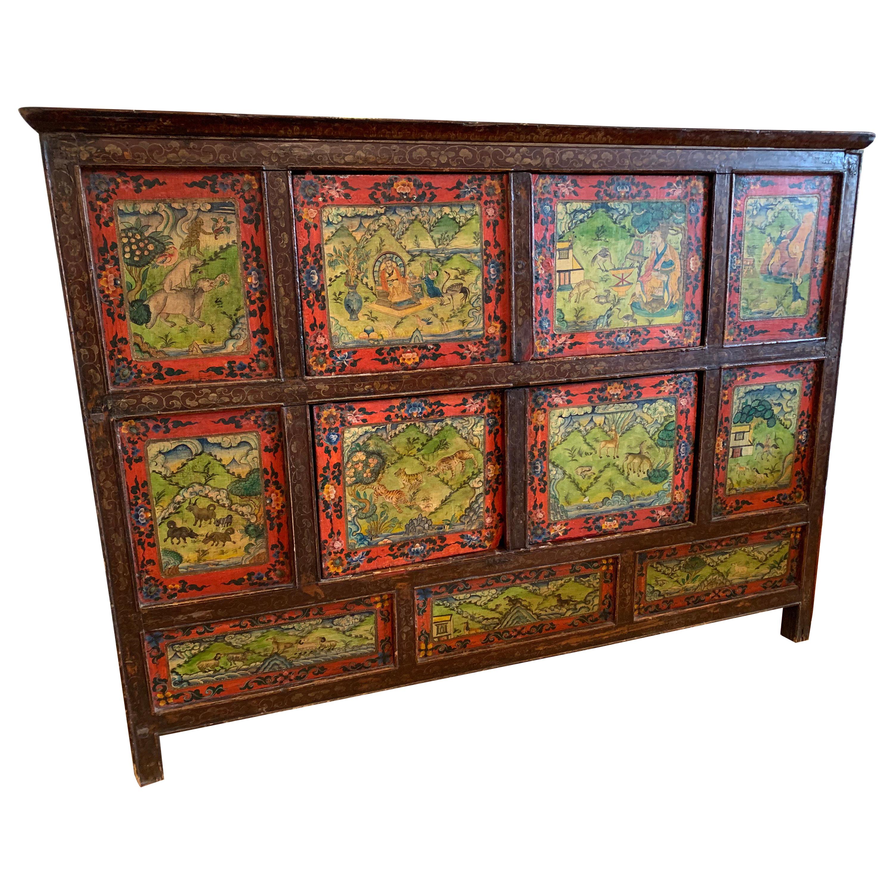 Antique Asian Handpainted Cabinet one of a kind  For Sale
