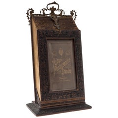 Antique Ancient Bellows Photo Frame, German Manufacture, Mid-19th Century