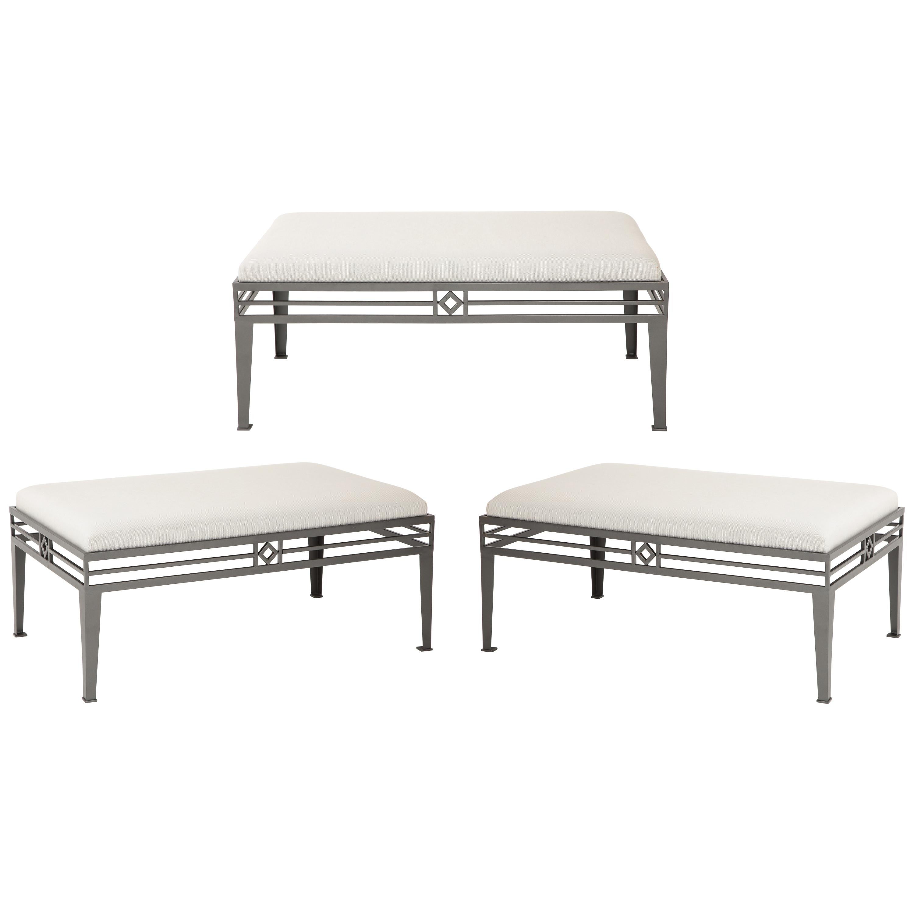 Set of Three Outdoor Benches