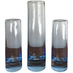Per Lutken Skandinavische hellblaue Glasvasen aus der Mitte des Jahrhunderts, Holmegar, 1960er Jahre