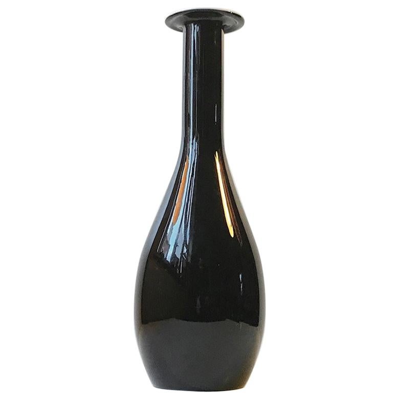Vintage Italian Black Opaline Glass Vase from Stelvia, 1970s For Sale