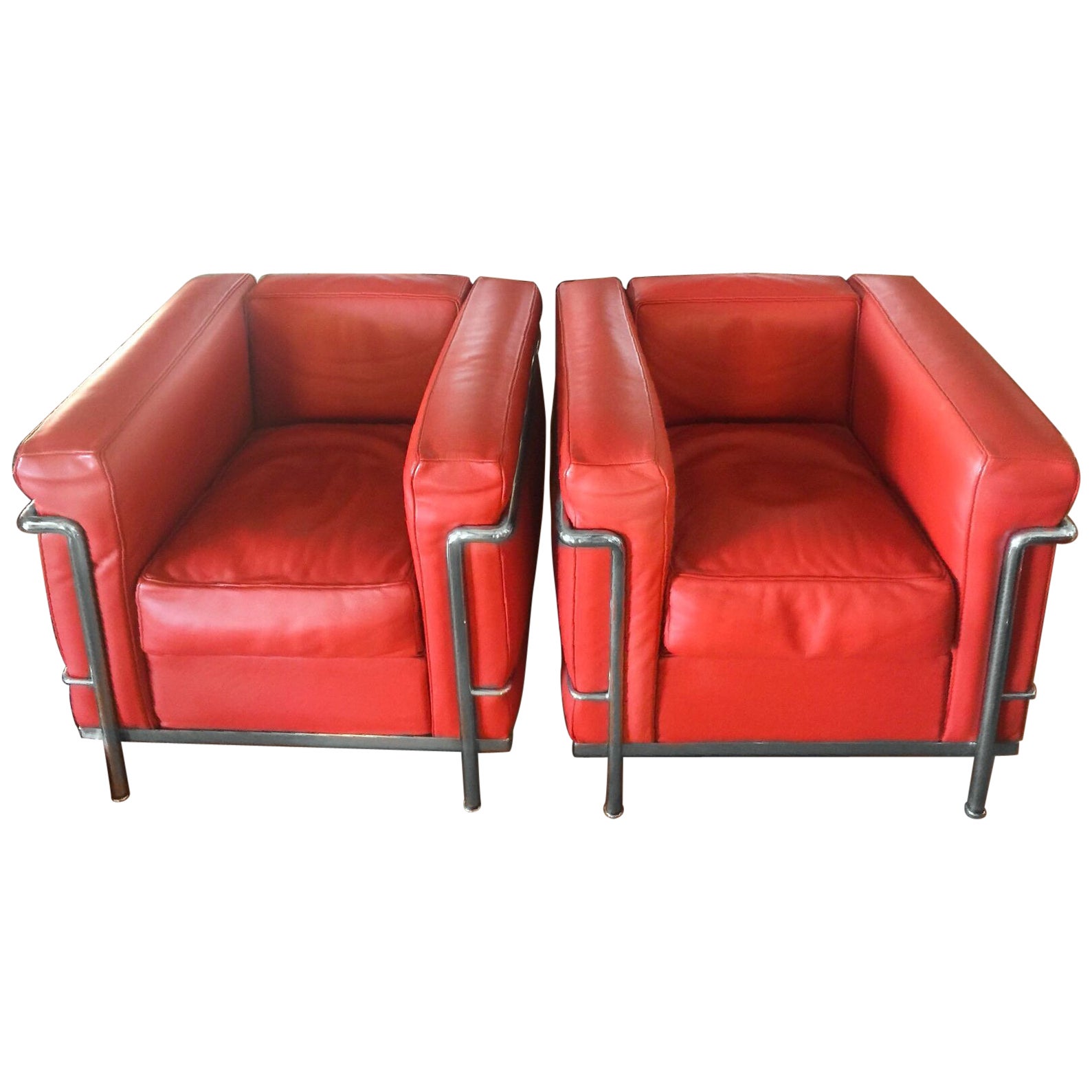 Le Corbusier Lc2 Leather Armchair Chair By Cassina Club Armchair
