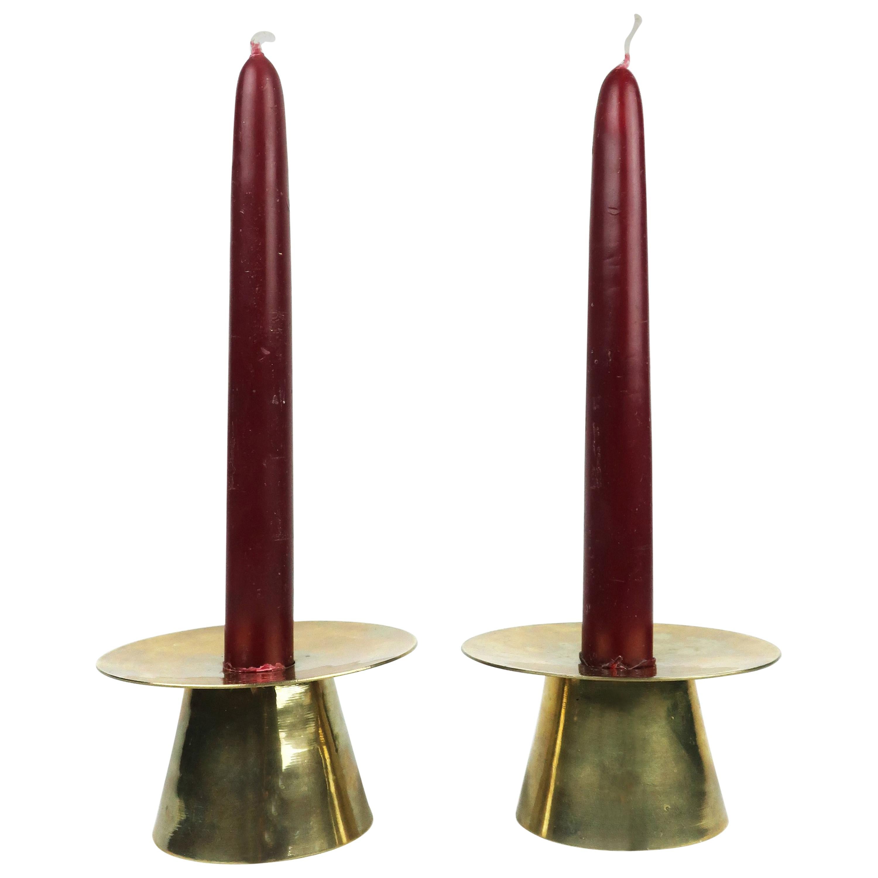 Mid-Century Modern Brass Candleholders
