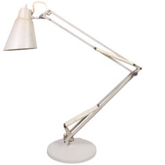 Retro Luxo White Drafting Lamp with Fiberglass Shade