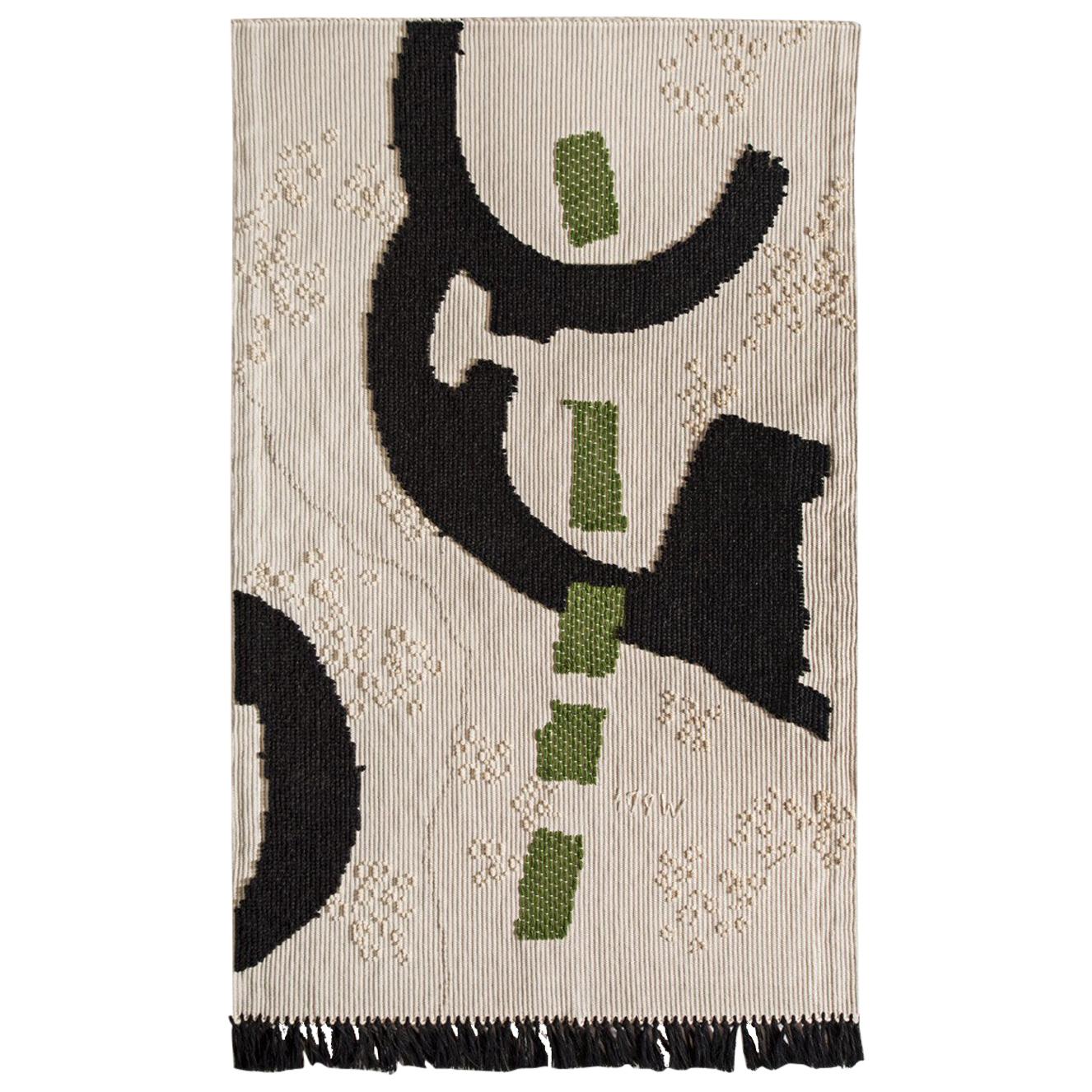 Intricately Woven Nuragic Satellitaria Tapestry by Roberto Sironi in Cream For Sale