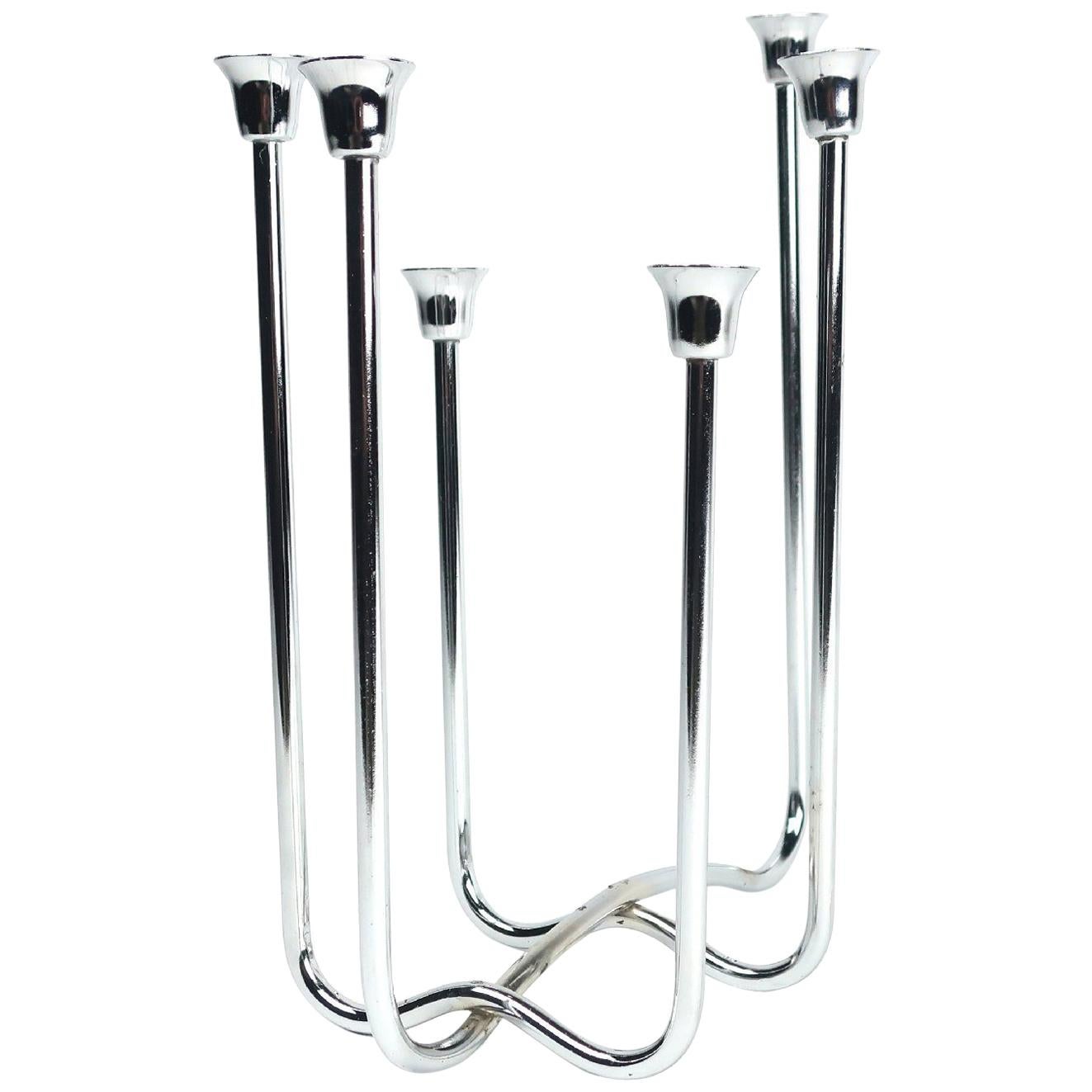 MidCentury Modern Chrome Candle Holder at 1stDibs