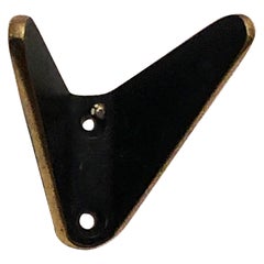 Vintage Ebonized Brass Coat Wall Double Hooks by Hertha Baller
