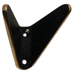 Ebonized Brass Coat Wall Double Hooks by Hertha Baller