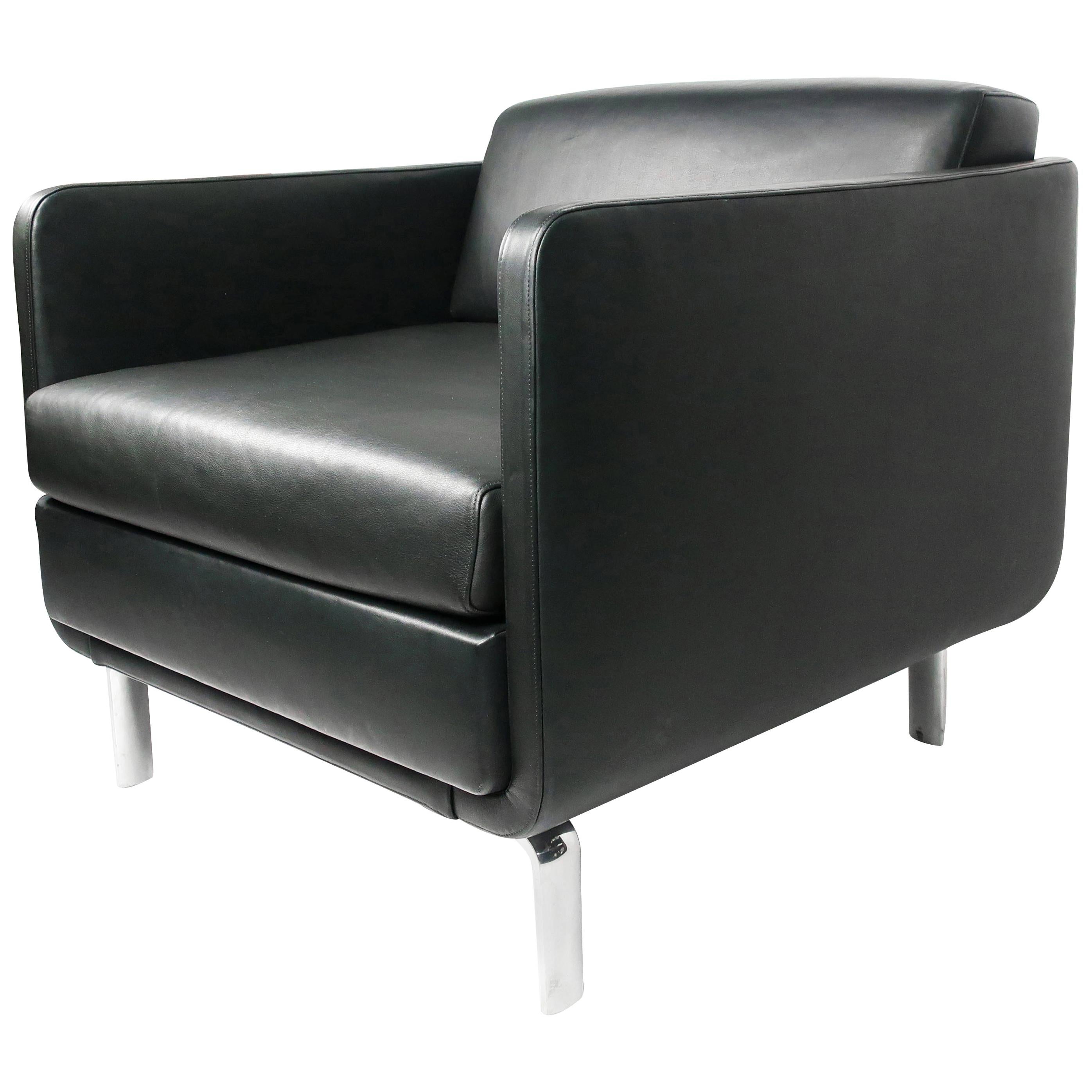 Black Leather Gaia Armchair by Arik Levy for Bernhardt Design For Sale