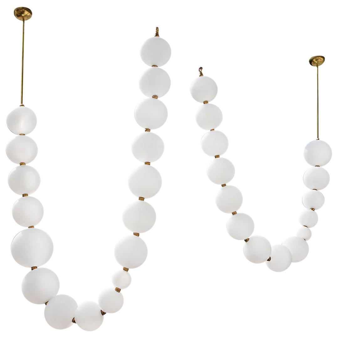 Pair of Pearl Necklace Pendant Lights, Ludovic Clément d’Armont