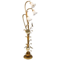 3-Light Gilded Floral Floor Lamp by Hans Kögl, Germany, 1970s