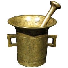 Early 19th Century Brass Apothecary Mortar & Pestle, Continental Circa 1820