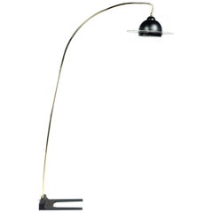 Retro 1980s Brass and Lucite Arc Floor Lamp by Clover Lamp Co.