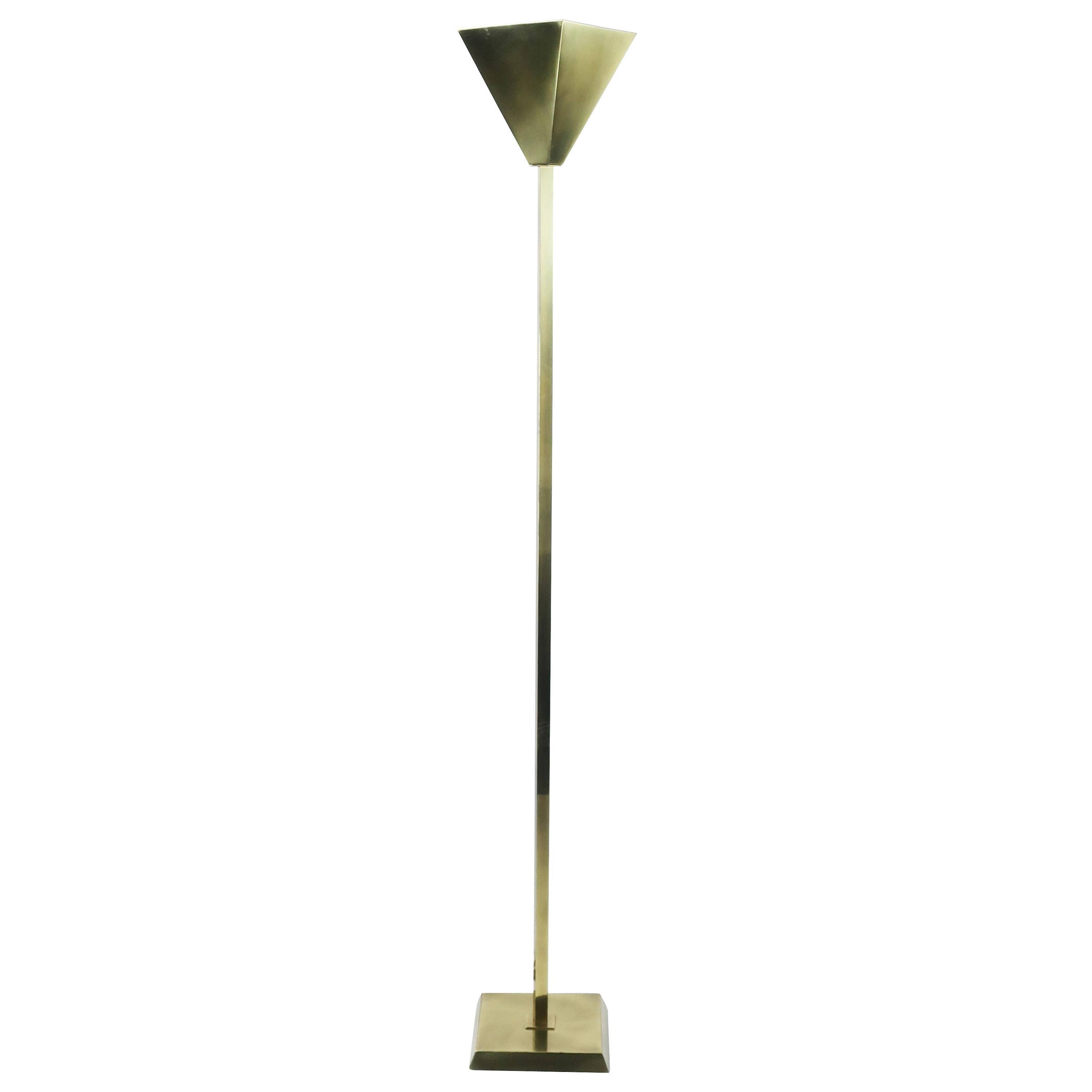 1980s Italian Brass Torchiere Floor Lamp For Sale