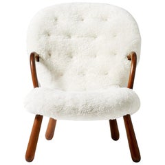 Philip Arctander Sheepskin Clam Chair, 1950s