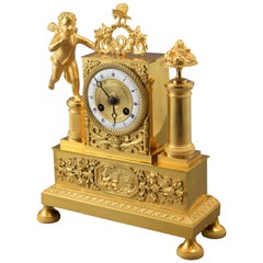 Mantel Clock. Ormolu Bronze, Machinery with Thread Escapement. France, 19th Cent