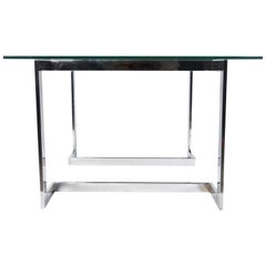 Modern Chrome and Smoked Glass Side Table