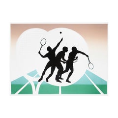 Vintage 1970s Embossed Tennis Serigraph