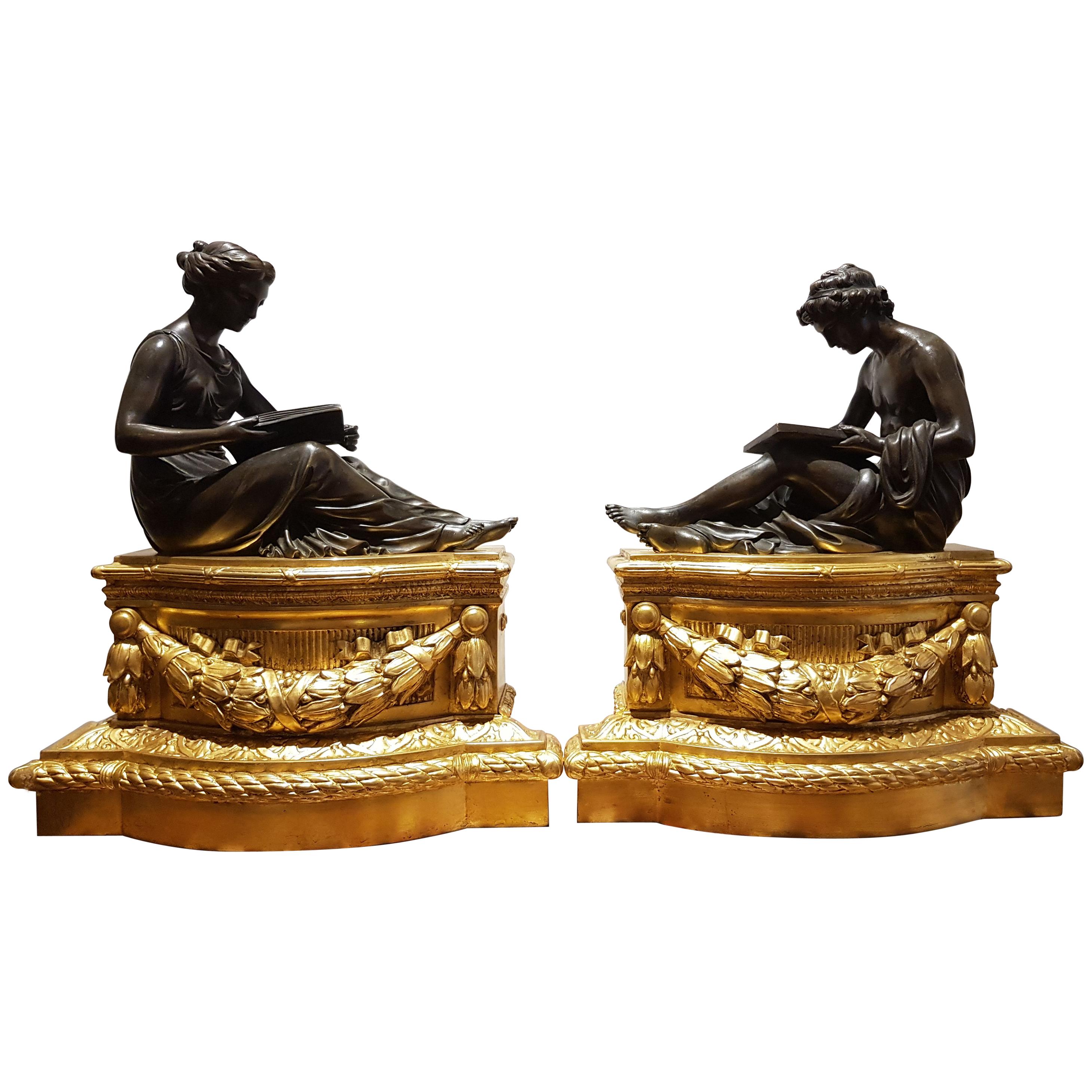 Pair of Louis XVI Gilt Bronze Table Decorations For Sale