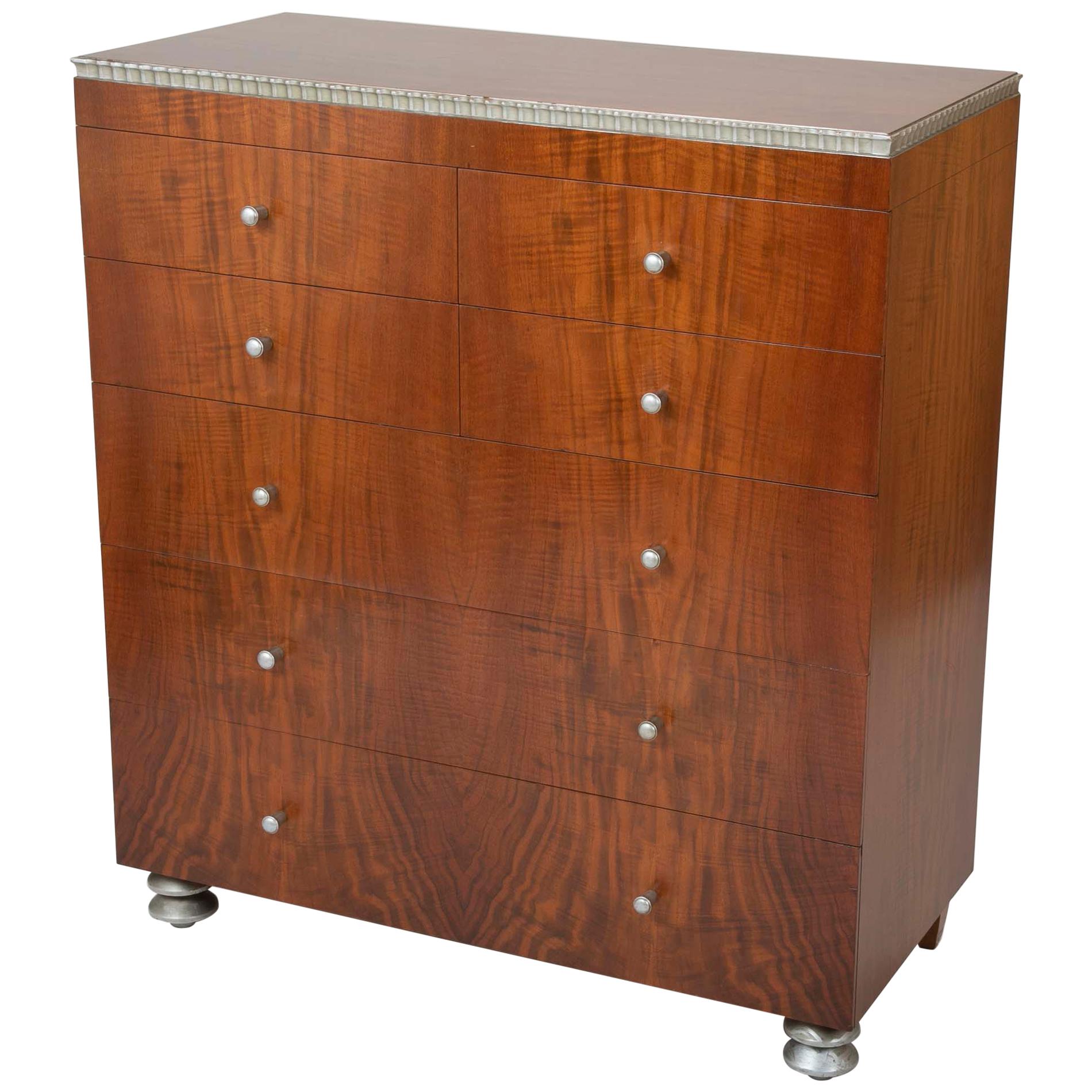 1930's  American Modernist Walnut Chest of Drawers  For Sale