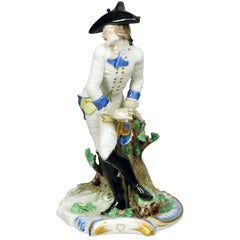 German Meissen School Hand Painted Porcelain Figure of Soldier, 20th Century