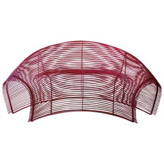 Modern Powder Coat Hot Pink Indoor Outdoor Curved Wire Sofa Paralounger