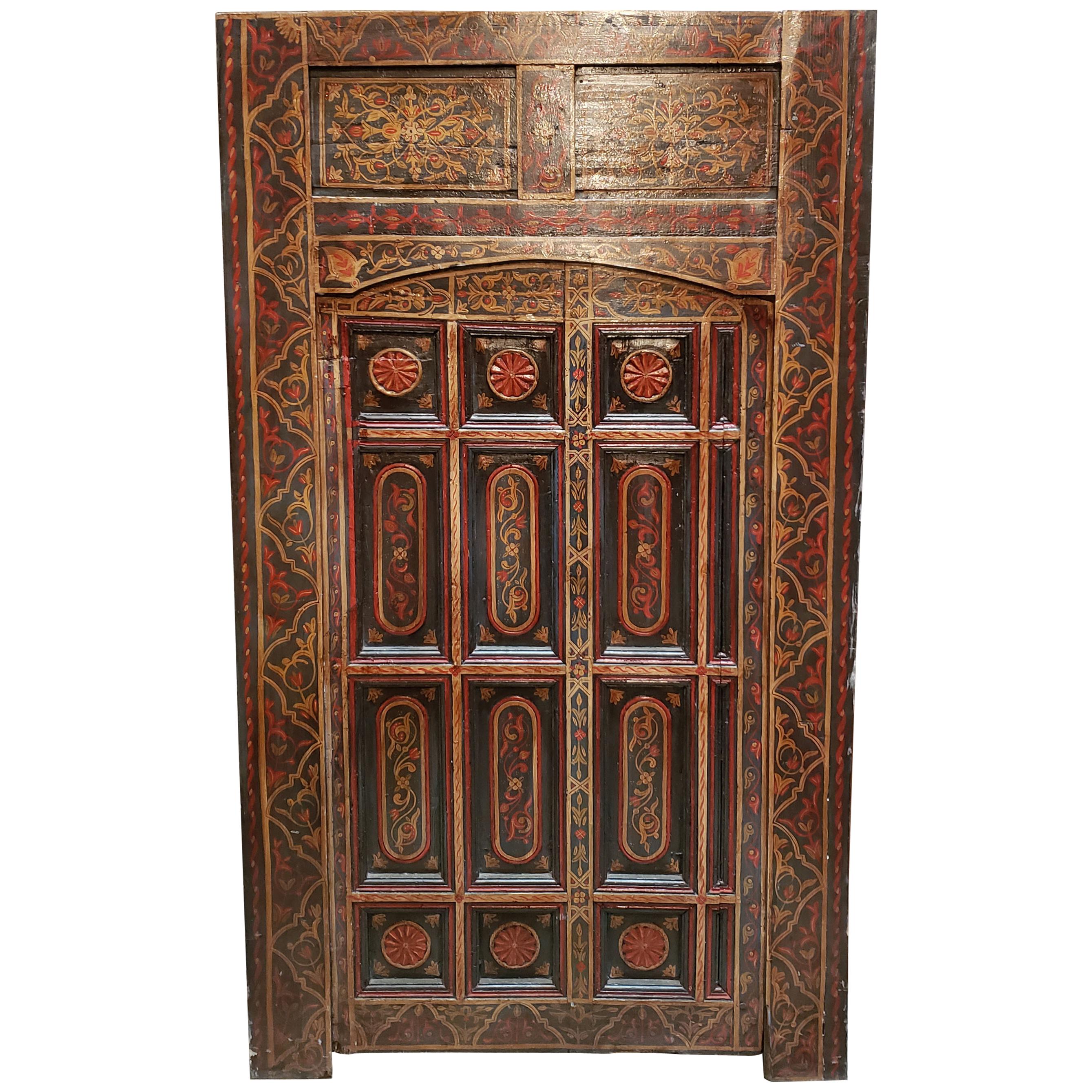 Old Multi-Color Moroccan Wooden Door, 23MD42 For Sale